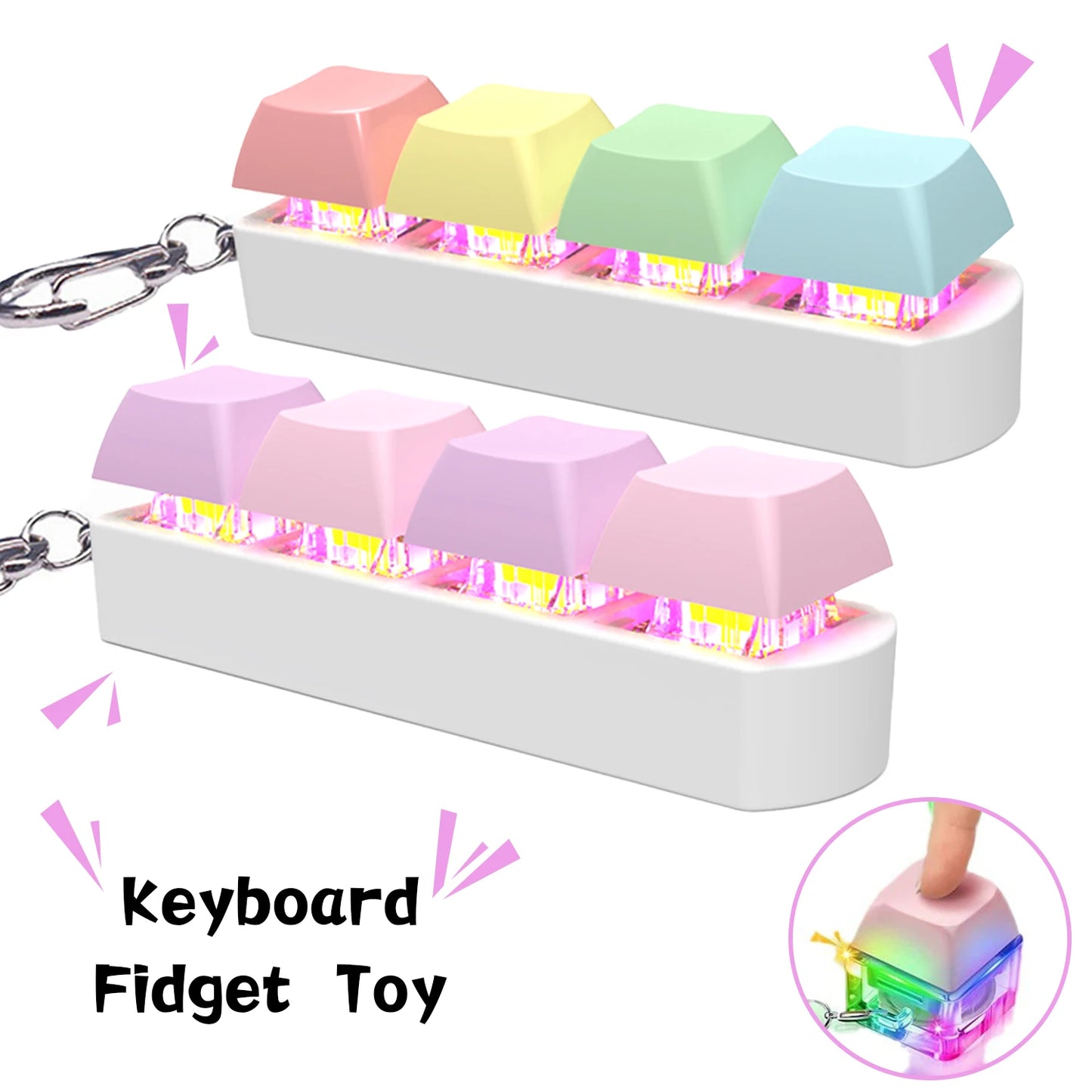 LED Keyboard Fidget Keychain